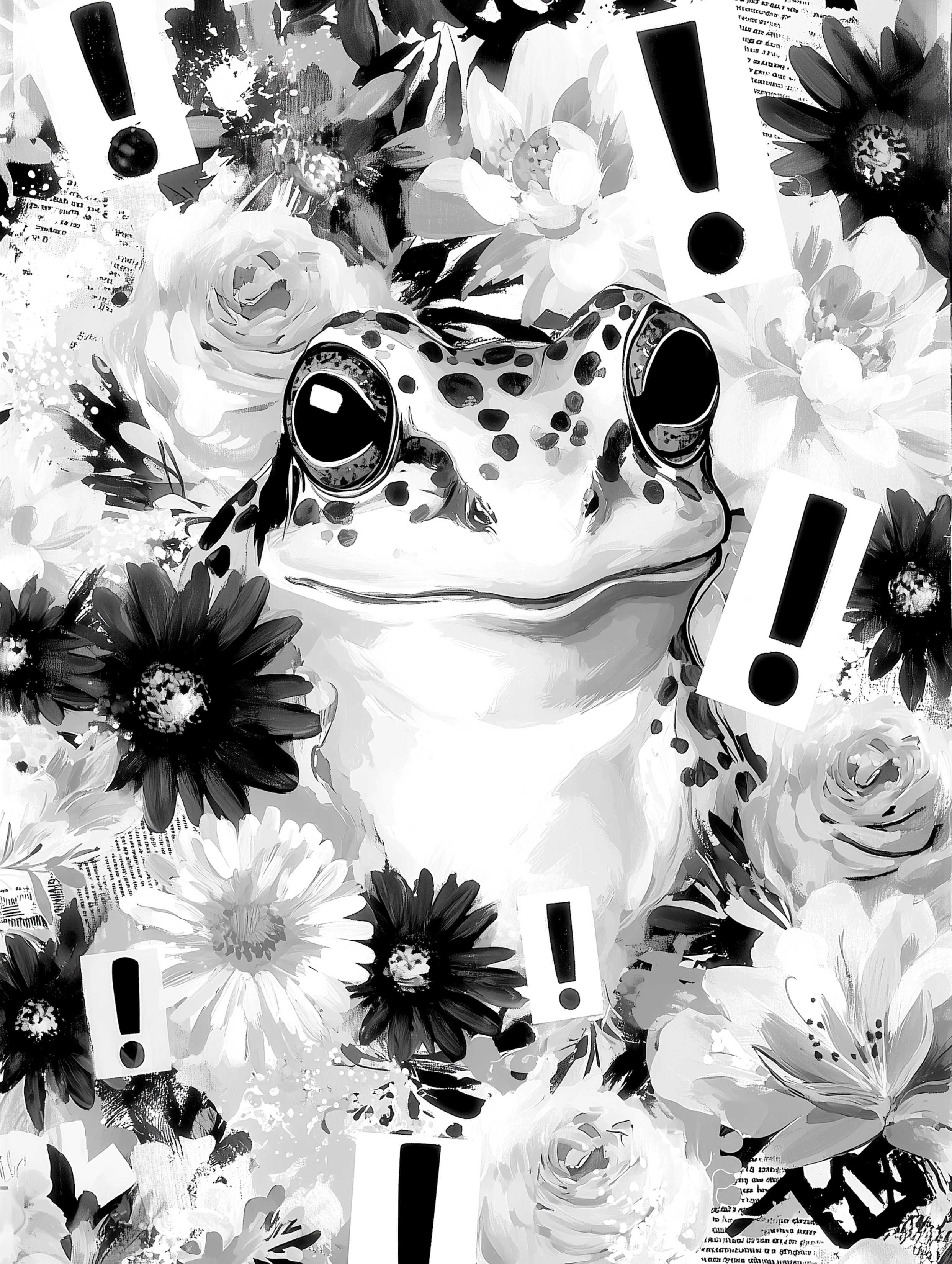 Free printable frog coloring page for adults featuring a frog with exclation points